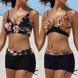 New swimsuit split body multi-color two-piece swimsuit boxer strap bikini conservative swimsuit