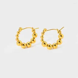 Stud Earrings INS Fashion18K Gold Plated Stainless Steel Beads Hoop For Women Hypoallergenic Everyday Jewellery Gift