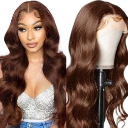 Cedau Front 13x4 Body Wave Frontal Chocolate Brown Glueless Wig 180% Density Transparent HD Lace Wigs Human Hair for Black Women Pre Plucked 22inch