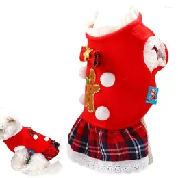 Dog Apparel Pet Christmas Skirt | Dress Cute Lace Clothes For Cat Gingerbread Man Puppy