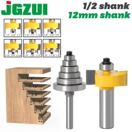 Glassnijder Rabbet Router Bit with 6 Bearings Set 1/2" Shank 12mm Shank Woodworking Cutter Tenon Cutter for Woodworking Tools