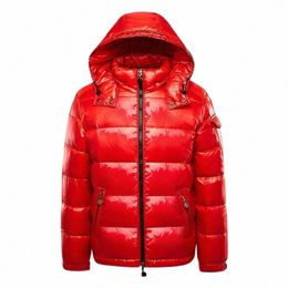 men's Down Jacket White Duck Hood Warm Glossy Autumn Shiny Black Thickened Winter Fluffy Red Coat Jacket K490#