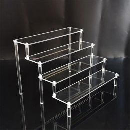 Racks Acrylic Display Stand Pottery Storage Rack Doll Clay Figurine Display Stand Transparent Ladder Makeup Organization Shelf