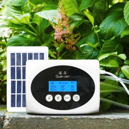 Double Pump Intelligent Drip Irrigation System Water Pump Timer Garden Solar Energy Potted Plant Automatic Watering Device 240322