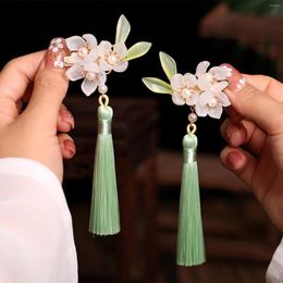 Hair Clips Flower Vintage Tassel Hairpin For Girl Chinese Han Costume Accessories 2024 Classic Barrettes Jewellery