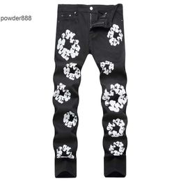 2024 New Straight Leg for Men Designer Hip Hop Fashion Mens Pants Jeans Top Quality Purple Motorcycle Cool Denim Pant FZM2