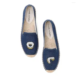 Casual Shoes Espadrilles For Woman 2024 Office Career Sale Loafer Zapatillas Mujer Straw Lips Cute Moccasins Ballets Walking Slip-on Sole