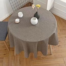 Pads Round Tablecloth Cotton Linen Plain Table Cloth Cover Diameter 90180 cm For Home Dining Tea Obrus Tafelkleed mantel de mesa