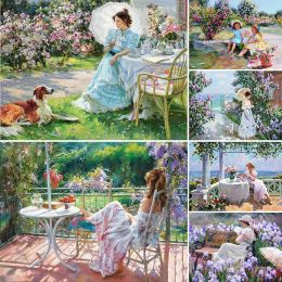 Craft 5D Full Diamond Painting on Clearance Landscape Lady In Garden DIY Embroidery Set Home Decor Diamond Mosaic Kit Custom Photo