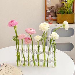 Vases Hinged Glass Vase 6Pcs 8Pcs Transparent Table For Flowers With Hook And Brush Hydroponic Test Tube