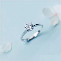 Cluster Rings 925 Sterling Sier For Women Adjustable Cubic Zirconia Fashion Accessoires Ladies Engagement Jewellery Jewellery Drop Deliv Otfrt