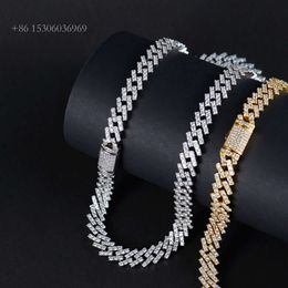 Factory Made Chains Diamond Link Iced Out Jewellery Cuban Chain Moissanite Sterling Sier Cuban Bracelet Necklace