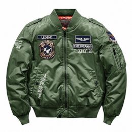 Autunno Inverno Bomber Jacket Mens Air Force MA 1 SERBATOIO Ricamo Cappotto di baseball militare Spessore caldo Utensili Tattico Pilota Outwear T1oE #