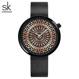 Shengke Luxury Brand Watch Women Fashion Dress Quartz Watch Ladies Full Steel Mesh Strap Waterproof Watches Relogio Feminino1833