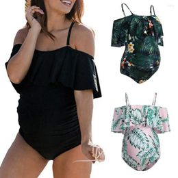 Women's Swimwear One-shoulder Spaghetti Strap Women Soft Breathable Belly Support Maternity Swimsuit For Summer