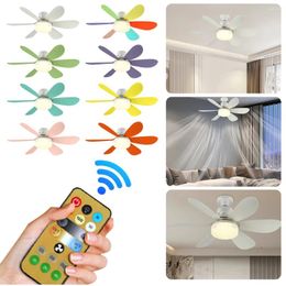 Ceiling Lights 2 In 1 Socket Fan Light With Remote Control Fans LED 6 Blades Dimmable For Garage Office