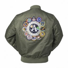 2023 New Autumn Apollo Thin 100th SPACE SHUTTLE MISSION Thin MA1 Bomber Hiphop US Air Force Pilot Flight College Jacket For Men E0SO#