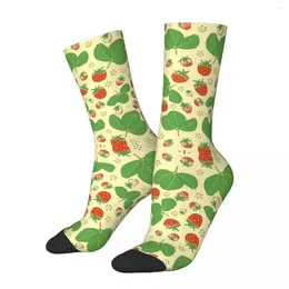 Men's Socks Vintage Strawberry Pattern Women's Polyester Fashion Harajuku Spring Winter Middle Tube Gifts