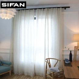 Curtains Solid Colours Elegant Modern Solid Faux Linen tulle curtains for the Bedroom Curtains for Living Room Sheer Voile Blinds Drapes