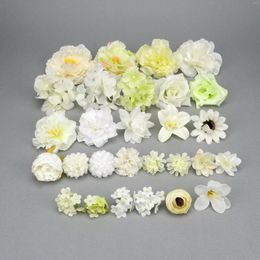 Decorative Flowers 28Pcs Artificial Silk Flower Heads Combo Set For DIY Wedding Bridal Bouquet Making Wreath Garland Number Decor Faux Flowe
