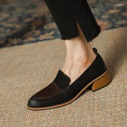 Dress Shoes 9 Years Old Shop Genuine Leather Women Heels Round Toe Comfortable Fashion Thick Heel High Four Seasons