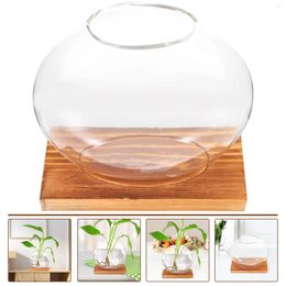 Vases Hydroponic Dill Ornaments Round Vase Novel Office Flower Desktop Decorate Bottle Wood Planter Terrarium