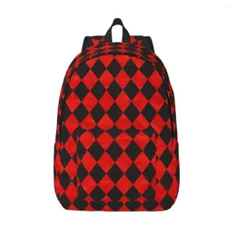 Backpack Black And Red Chequered Pattern Woman Small Backpacks Girls Bookbag Casual Shoulder Bag Portability Laptop Rucksack School Bags