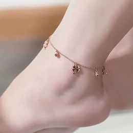 new vans clover bracelet designer 18k clover bell titanium steel anklet womens lucky straw adjustable colourless anklet jewellery