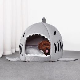 Mats Cute Shark Bed House Sweet Puppy Kitty Hamster Cage Cave Accessories Pet Products Supplies Dog House