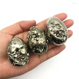 Decorative Figurines Beautiful 1PC Natural Pyrite Egg Crystal Mineral Healing Crystals Gem Specimen Home Decor Gifts Quartz