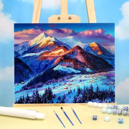 Number 40*50 Snow Mountain Oil Painting Package Landscape Painting By Numbers Kit Acrylic Paint With Number On The Wall Home Decoration