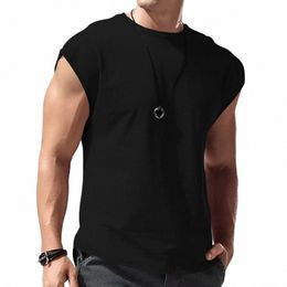 men Sleevel Tank Tops Gym Fitn Undershirts Male Solid Sport Vest Male Muscle Tee Shirt Sportswear Running Sweatshirts 90Zy#