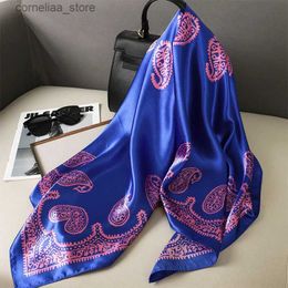 Bandanas Durag Scarves Vintage Paisley Square Scarf For Women Silk Shawls Neckerchief Female Print Headband On the Head Wraps Foulard Hijab Hair Bands Y240325