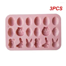 Baking Moulds 3PCS Easter Silicone Mould Coloured Egg Chocolate Cake Holiday Decoration Tools Manual Soap Mould