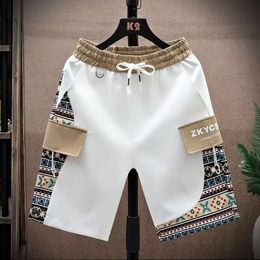 Summer Mens Shorts Korean Fashion Basketball Pants Casual Clothing White Retro Graphics Sweatpants for Men 2023 240315