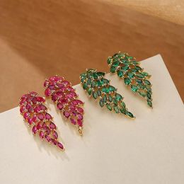 Stud Earrings Mafisar Luxury Crystal Wedding Jewellery 2024 Trendy Gold Colour Red/Green/White CZ Zircon For Elegant Women