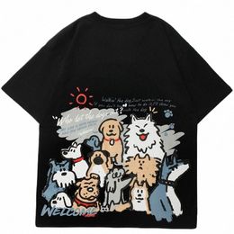 hip Hop Tshirt Streetwear Funny Carto Dogs Print T Shirt 2023 Men Harajuku Cott Casual T-Shirt Summer Short Sleeve Tops Tees h1Eu#