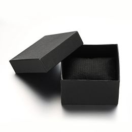 Cases 10pcs Rectangle Black Watch Jewelry Box with Sponge Pad Cardboard Paper Pocket Watch Storage Case Gifts DIY Packing Supplies