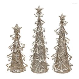 Decorative Figurines Artificial Christmas Tree With Led Light Metal Figurine Crafts Supplies For Wedding Birthday Holiday Year