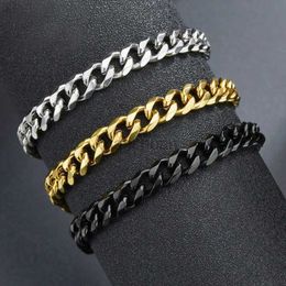 Chain Fashionable stainless steel mens Curb Cuban bracelet womens bracelet couples neutral wrist handmade Jewellery gift party 240325