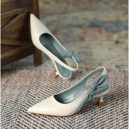 Dress Shoes 5cm Fashion Sandals Low Heels Female Ankle Wrap Pointed Toe Casual Women Beige 38 39