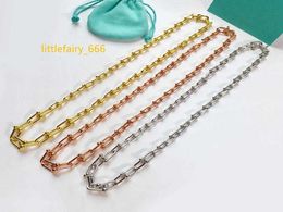 Titanium steel Jewellery Europe and the United States T letter necklace smooth Ushaped chain bamboo thick necklace luxury designer 1408081