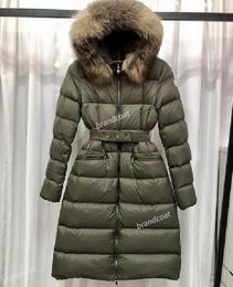 Designer mulheres jaqueta para baixo Realfine Down Parkas Mon Boedic Long Down Jacket Casacos de inverno para lPremium gola de pele de raposa cintura fechadaEmagrecimento leve luxuoso e quente