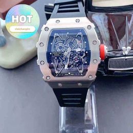 Male RM Wrist Watch Calendar Wristwatch watch Date Luxury Mens Mechanics Watch Wristwatch Wine Barrel Rm35-02 Series 2824 Automatic Mechanical White Steel Case Tape