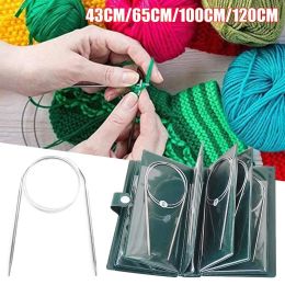 Knitting 11PCS 43/65/100/120cm Handmade Circular Knitting Needles Stainless Steel Knitting Needles Crochet Hook Knitting Tools DIY Crafts