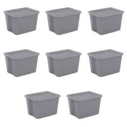 Bins Sterilite 18 Gallon Tote Box Plastic Gray Set of 8 Storage Boxes & Bins Home Storage & Organization