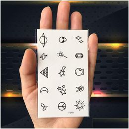 Temporary Tattoos Tattoo For Children Girl Moon Forest Cute Geometric Planet Waterproof Fake Black Stickers Kids Women Drop Delivery H Dhzc7