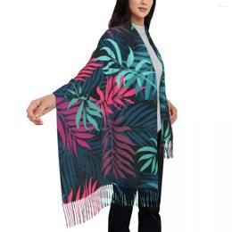 Scarves Tropical Palm Scarf Colorful Tree Leaves Warm Shawls And Wraps With Tassel Female Casual Large Winter Bufanda Mujer