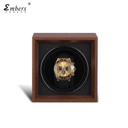 Cases 2023 New Embers Single Watch Winder Wooden Shaker Watch Box Automatic Winder Storage Case Mabuchi Motro