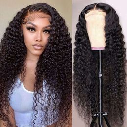 SOSATISFY Deep Wave Front 4x4 HD Transparent Lace Closure Glueless 180% Density Human Wigs for Black Women Pre Plucked with Baby Hair (20 Inch)